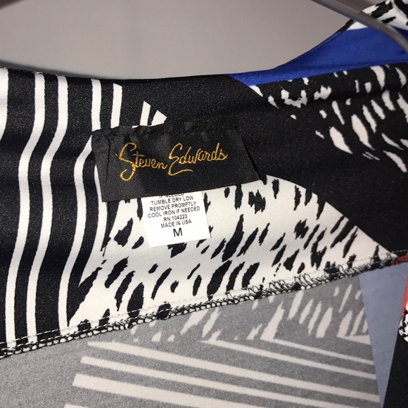 Steven Edwards M Black blue and white dress - Picture 4 of 5